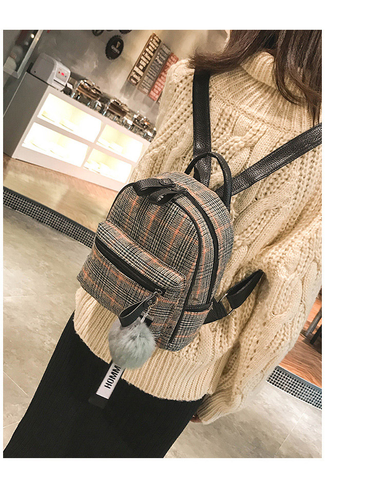Trendy Brown Grid Pattern Decorated Backpack,Backpack