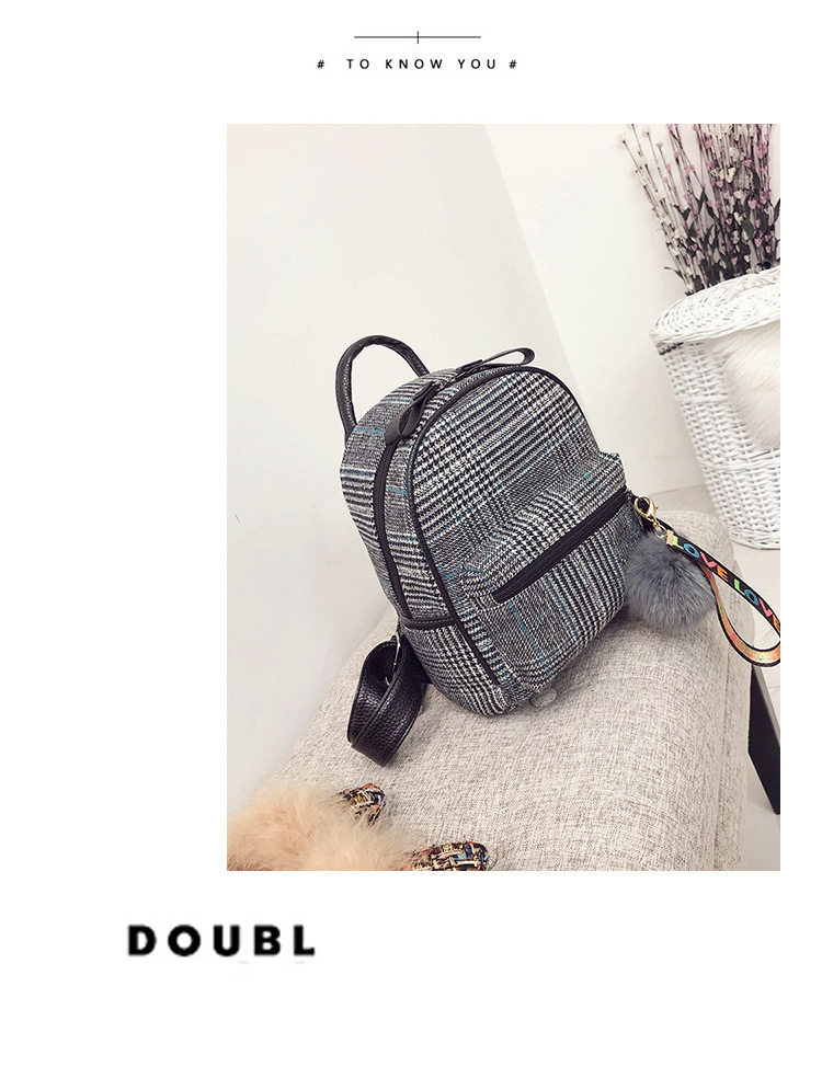 Trendy Gray Grid Pattern Decorated Backpack,Backpack
