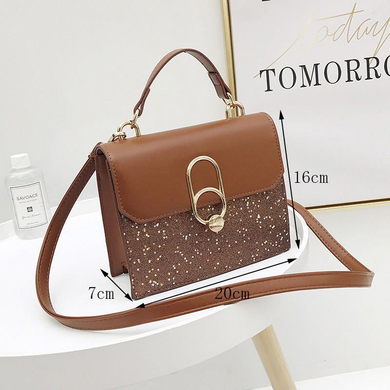 Fashion Brown Round Shape Buckle Decorated Shoulder Bag,Handbags