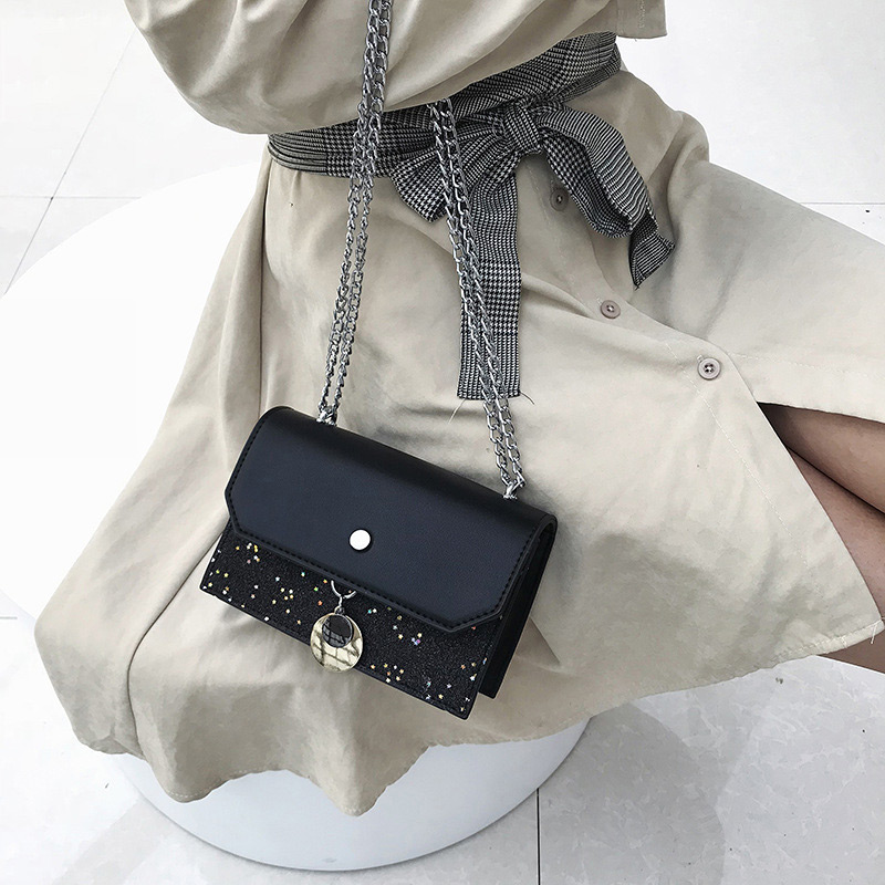 Fashion Black Round Shape Pendant Decorated Shoulder Bag,Shoulder bags