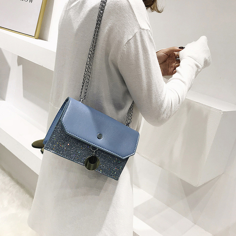 Fashion Blue Round Shape Pendant Decorated Shoulder Bag,Shoulder bags