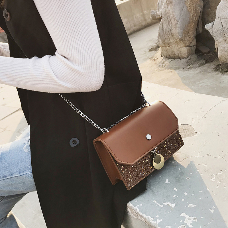 Fashion Brown Round Shape Pendant Decorated Shoulder Bag,Shoulder bags