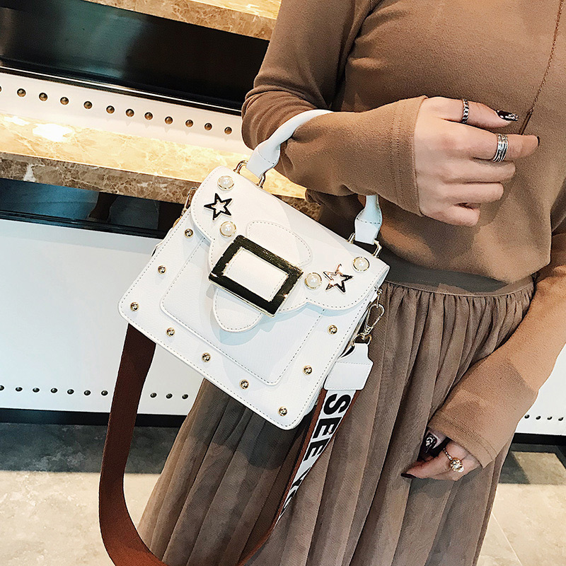 Fashion White Stars Shape Pattern Decorated Shoulder Bag,Handbags