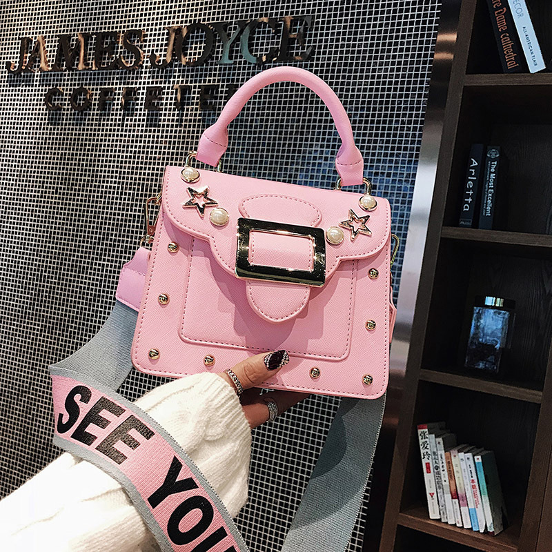 Fashion Pink Stars Shape Pattern Decorated Shoulder Bag,Handbags