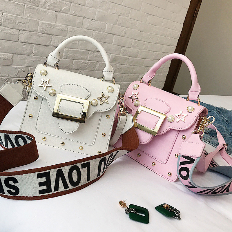Fashion Pink Stars Shape Pattern Decorated Shoulder Bag,Handbags