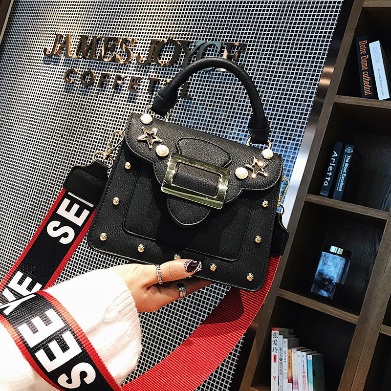 Fashion Black Stars Shape Pattern Decorated Shoulder Bag,Handbags