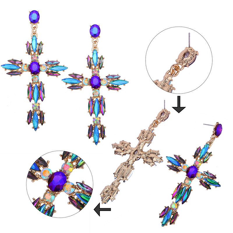 Fashion Multi-color Oval Shape Diamond Decorated Earrings,Drop Earrings
