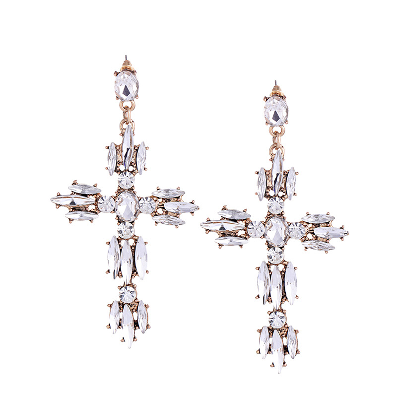 Fashion White Oval Shape Diamond Decorated Earrings,Drop Earrings