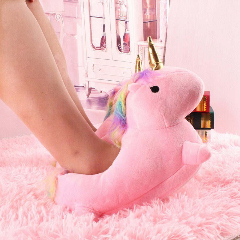 Fashion Pink Unicorn Shape Decorated Shoes,Slippers
