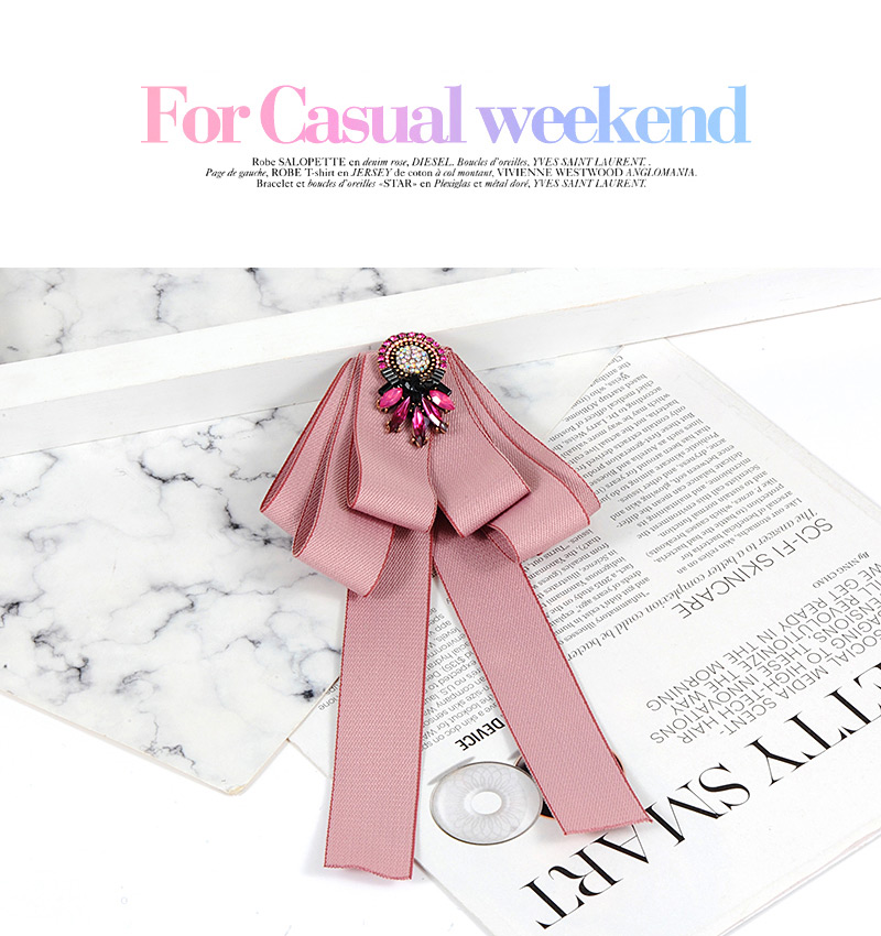 Fashion Pink Oval Shape Decorated Bowknot Brooch,Korean Brooches