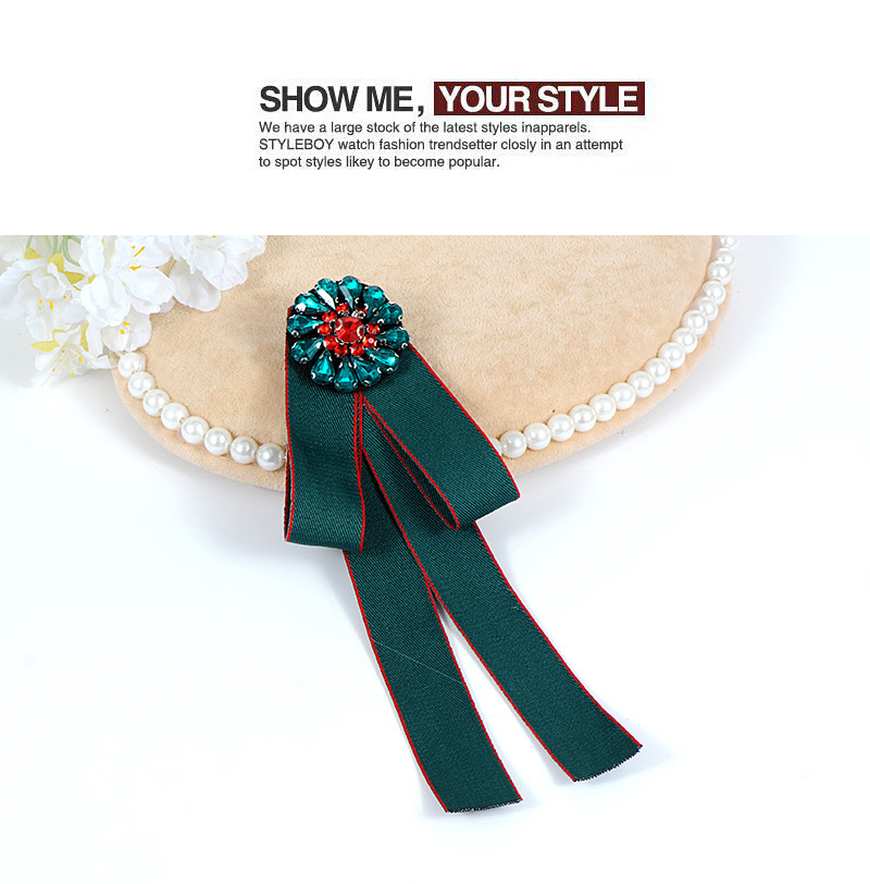 Fashion Green Flower Shape Decorated Bowknot Brooch,Korean Brooches