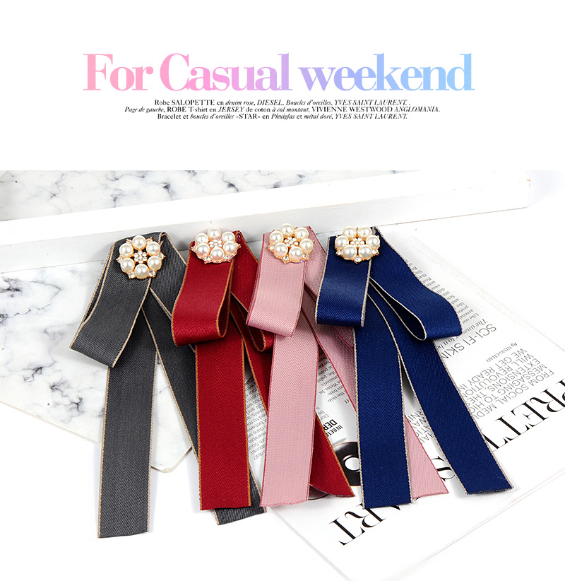Fashion Pink Flower Shape Decorated Bowknot Brooch,Korean Brooches