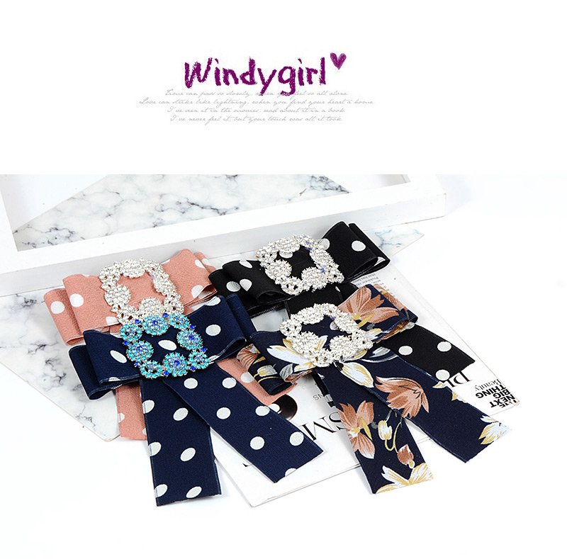 Fashion Navy+white Square Shape Decorated Bowknot Brooch,Korean Brooches
