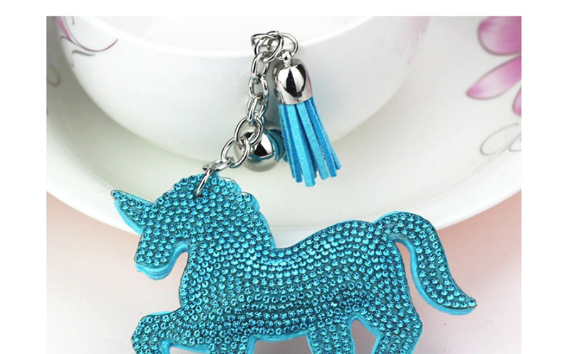 Lovely Blue Unicorn&tassel Decorated Ornaments,Fashion Keychain