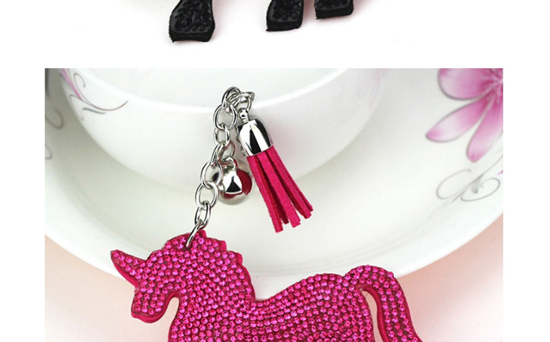 Lovely Plum Red+silver Color Unicorn&tassel Decorated Ornaments,Fashion Keychain