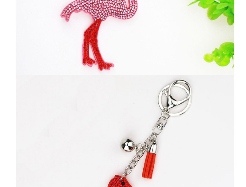 Lovely Red+black Flamingo&tassel Decorated Ornaments,Fashion Keychain