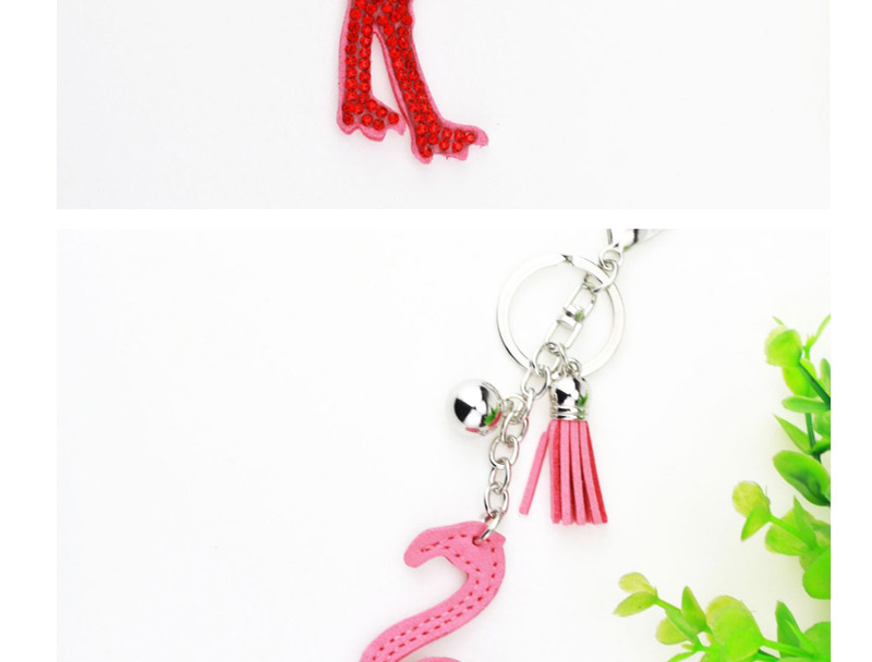 Lovely Red+pink Flamingo&tassel Decorated Ornaments,Fashion Keychain