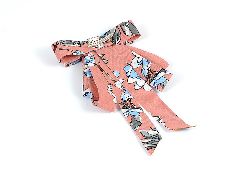 Trendy Pink Flower Pattern Decorated Bowknot Brooch,Korean Brooches