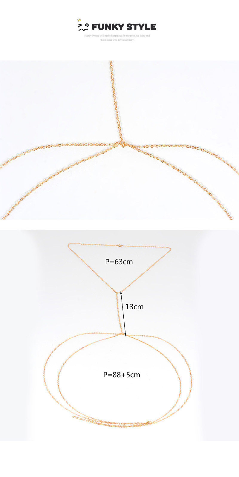 Fashion Gold Color Pure Color Decorated Multi-layer Body Chain,Body Piercing Jewelry