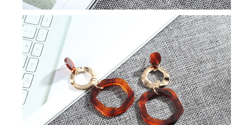 Fashion Silver Color+brown Circular Ring Decorated Simple Earrings,Drop Earrings