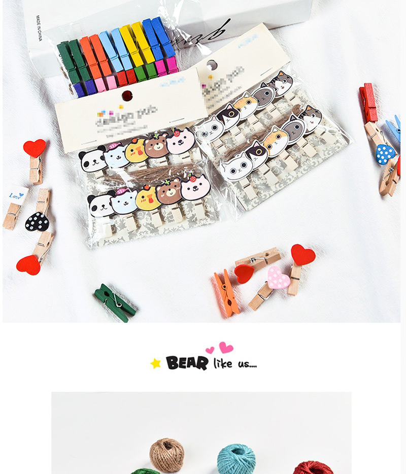 Fashion Multi-color Cartoon Bears Decorated Color Matching Clips(10pcs),Household goods