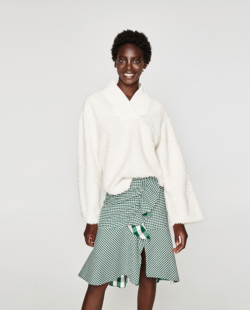 Fashion Green Grid Pattern Decorated Asymmetric Skirt,Skirts