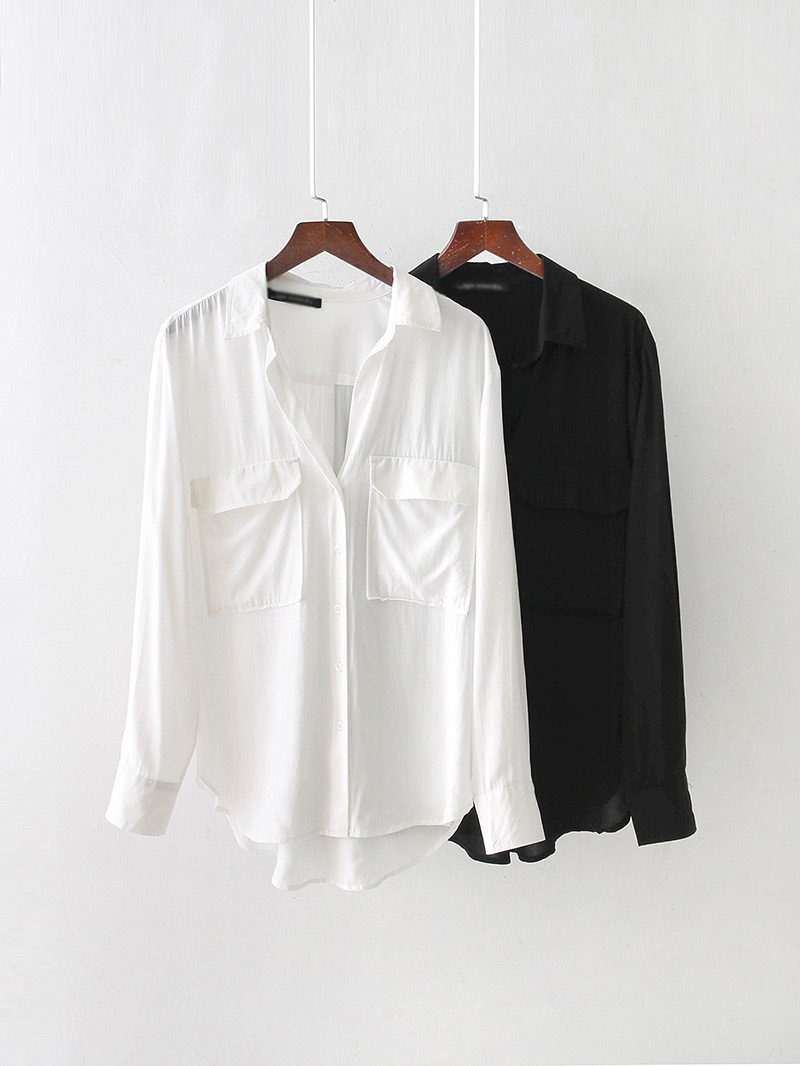 Fashion Black Pure Color Decorated Long Sleeves Shirt,Sunscreen Shirts
