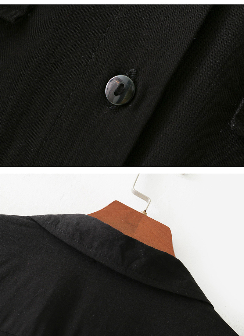Fashion Black Pure Color Decorated Long Sleeves Shirt,Sunscreen Shirts