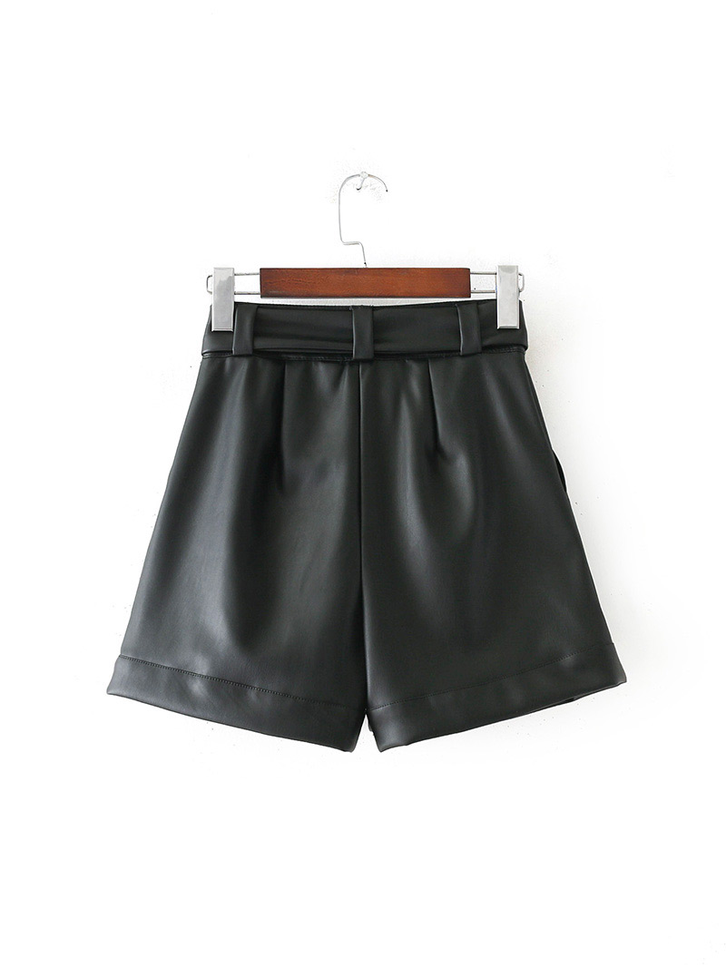 Fashion Black Pure Color Decorated Simple Shorts,Shorts