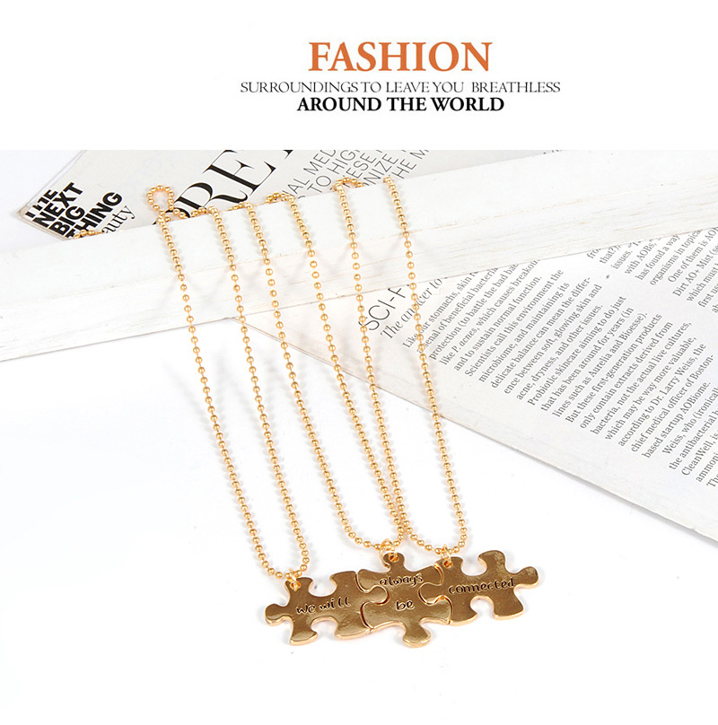 Fashion Silver Color Puzzle Pendant Decorated Necklace (3pcs),Jewelry Sets