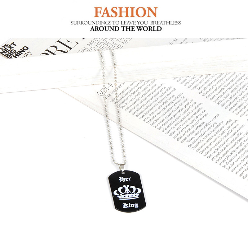 Fashion Silver Color+black King Pattern Decorated Necklace,Pendants