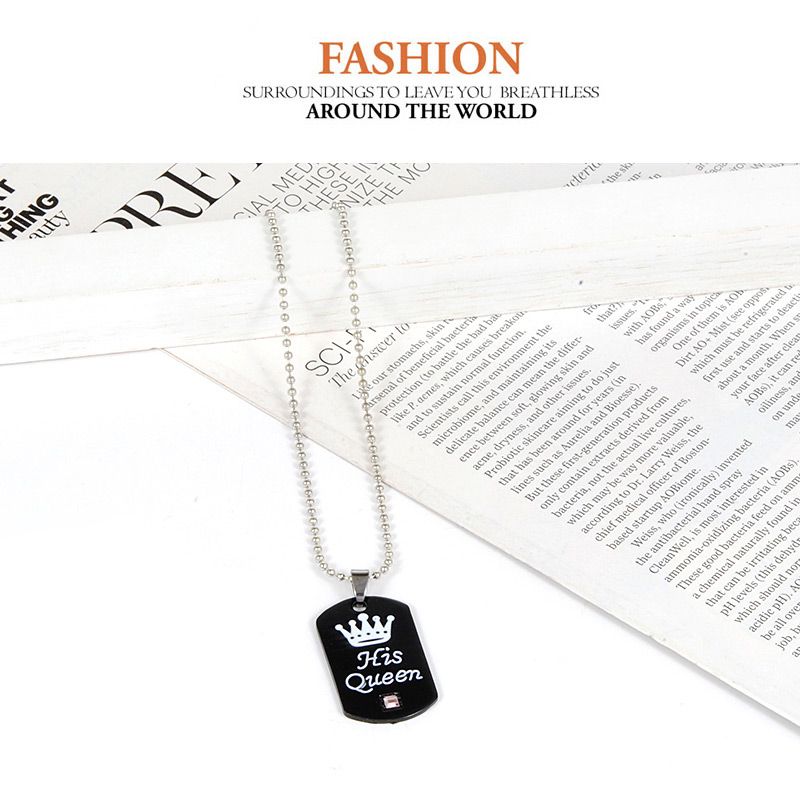 Fashion Silver Color+black Queen Pattern Decorated Pure Color Necklace,Pendants