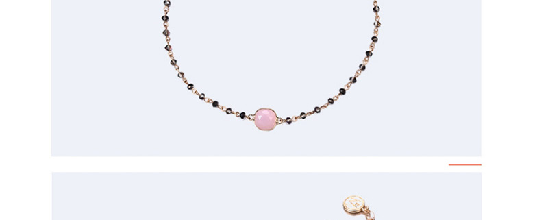 Fashion Gold Color+pink Round Shape Gemstone Decorated Necklace,Pendants