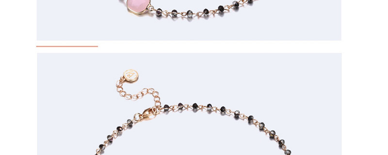 Fashion Gold Color+pink Round Shape Gemstone Decorated Necklace,Pendants