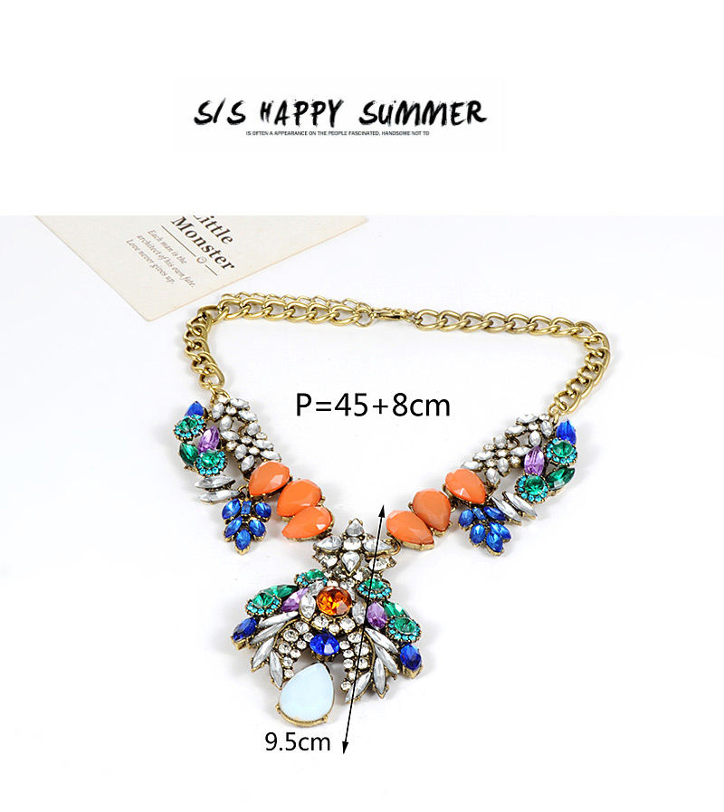 Elegant Multi-color Waterdrop Shape Decorated Necklace,Bib Necklaces