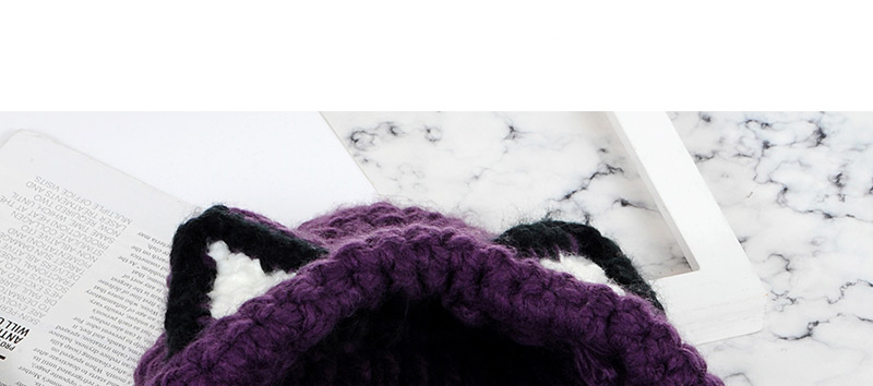 Cute Purple Cat Ear Shape Decorated Hat,Knitting Wool Hats
