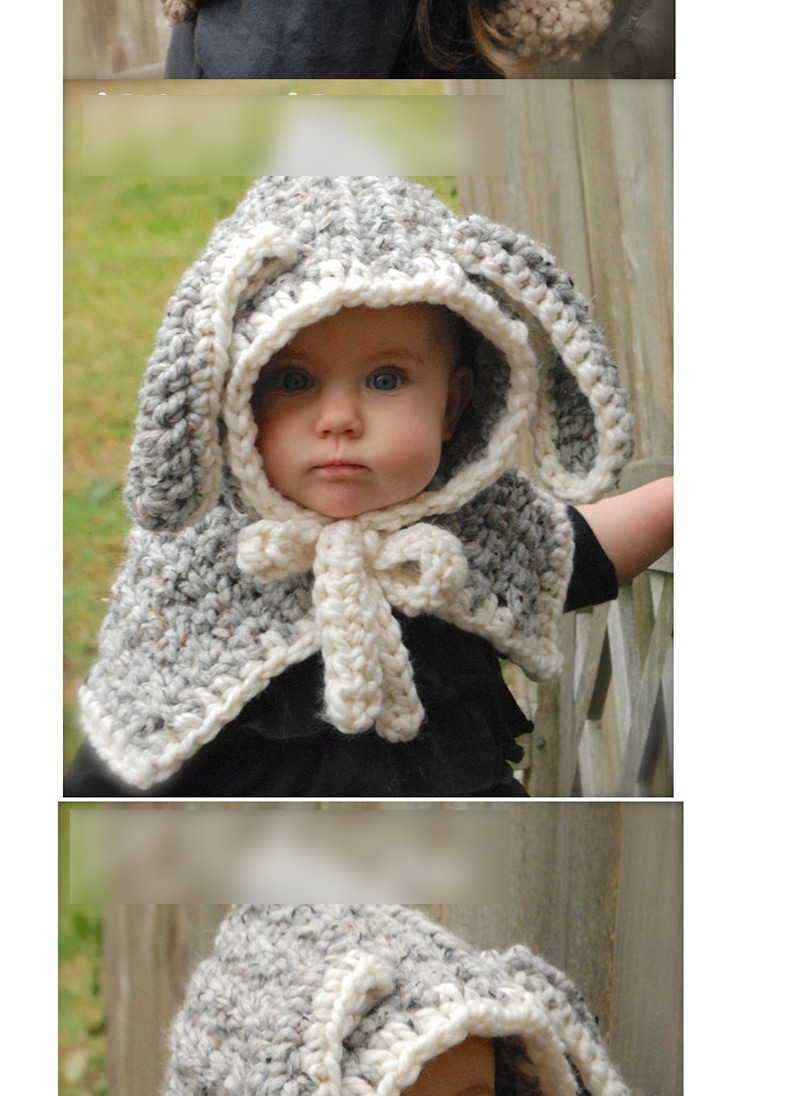 Cute Gray Rabbit Ear Shape Decorated Hat,Knitting Wool Hats