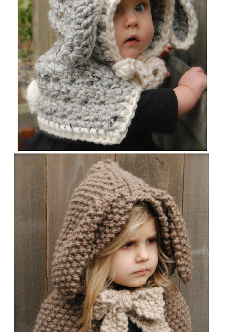 Cute Khaki Rabbit Ear Shape Decorated Hat,Knitting Wool Hats