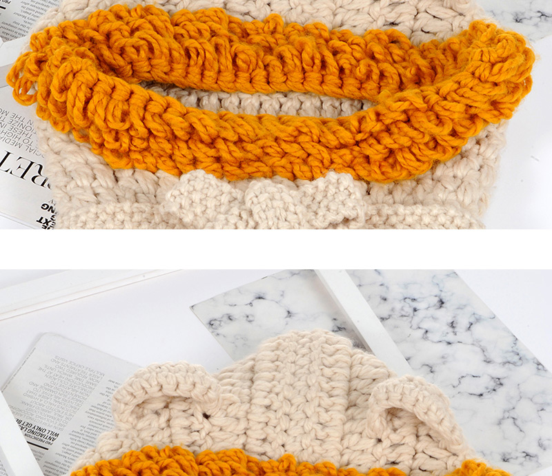 Cute Orange Bear Ear Shape Decorated Hat,Knitting Wool Hats