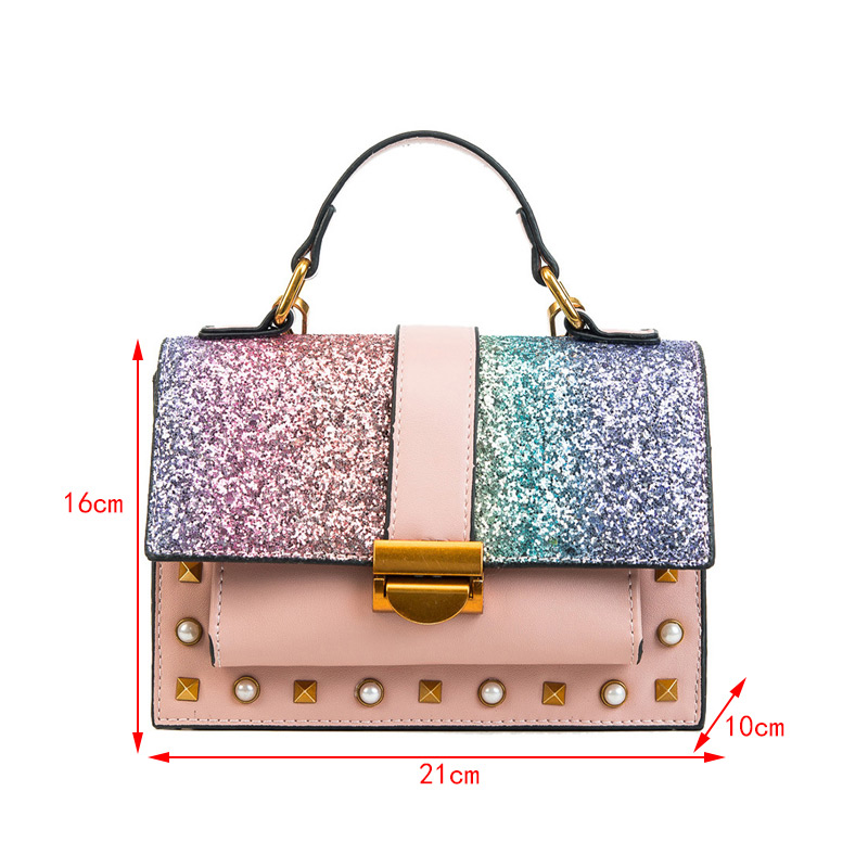 Fashion Pink Rivet Shape Decorated Bag,Handbags