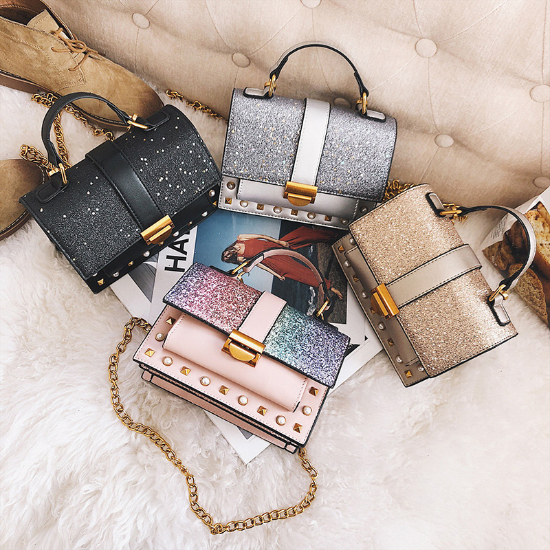 Fashion Silver Color Rivet Shape Decorated Bag,Handbags