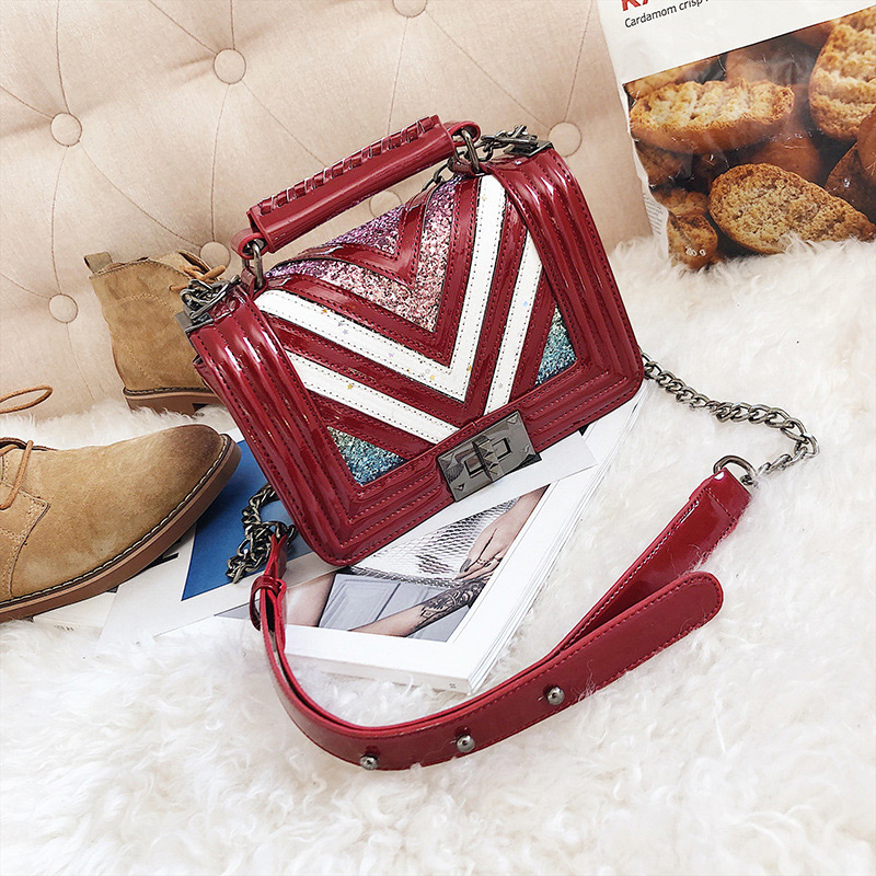 Fashion Claret-red Stripe Shape Decorated Bag,Shoulder bags