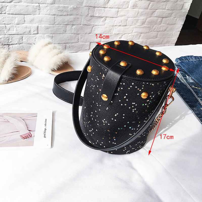 Fashion Gray Bucket Shape Decorated Bag,Handbags