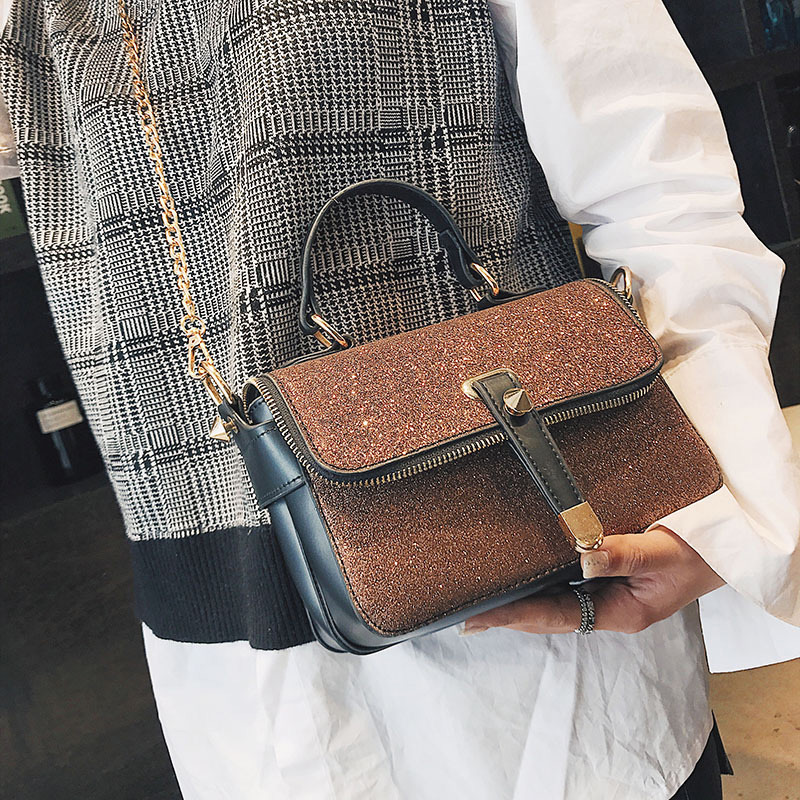 Fashion Brown Square Shape Decorated Bag,Handbags