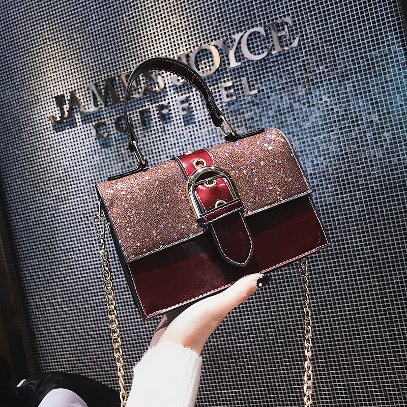Fashion Claret-red Belt Buckle Decorated Bag,Handbags