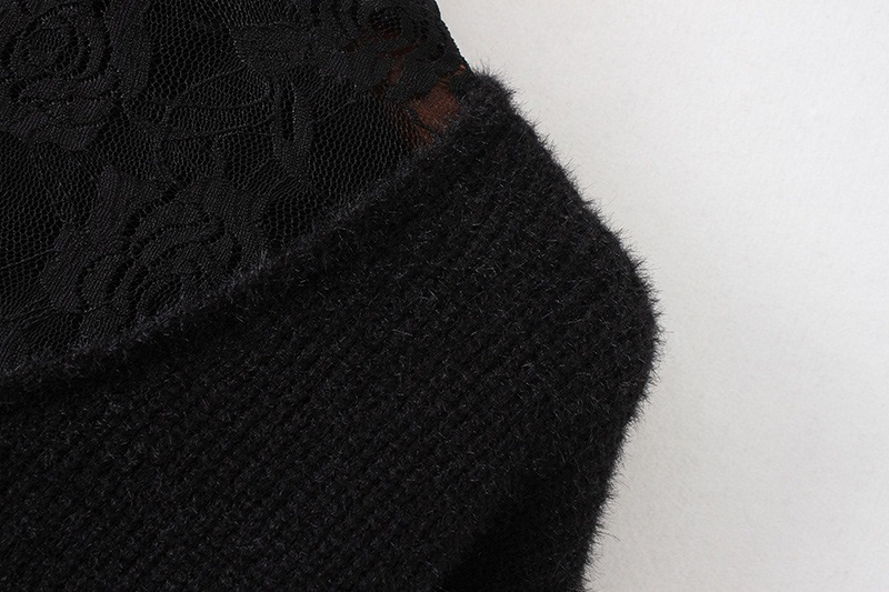 Fashion Black Rose Shape Decorated Sweater,Sweater