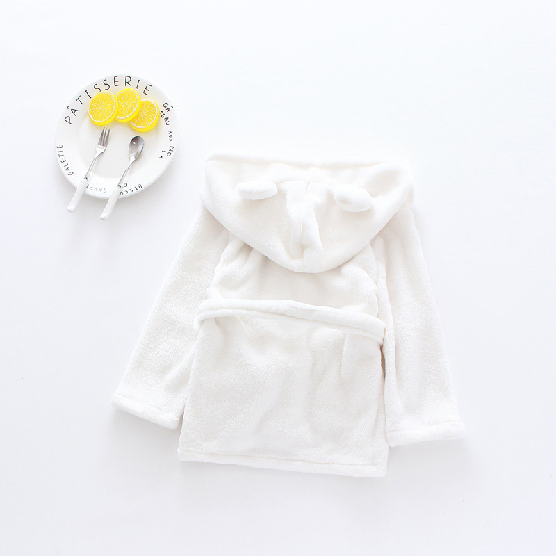Lovely White Pure Color Decorated Bathrobe,Cartoon Pajama