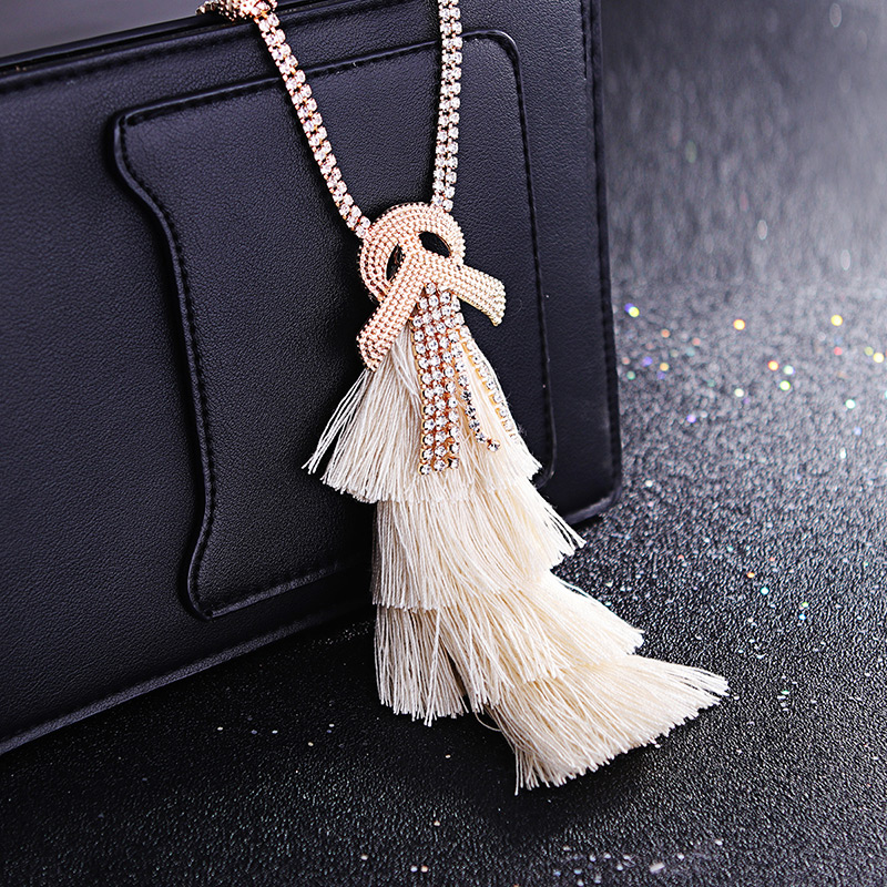 Bohemia Gray Tassel Decorated Necklace,Thin Scaves