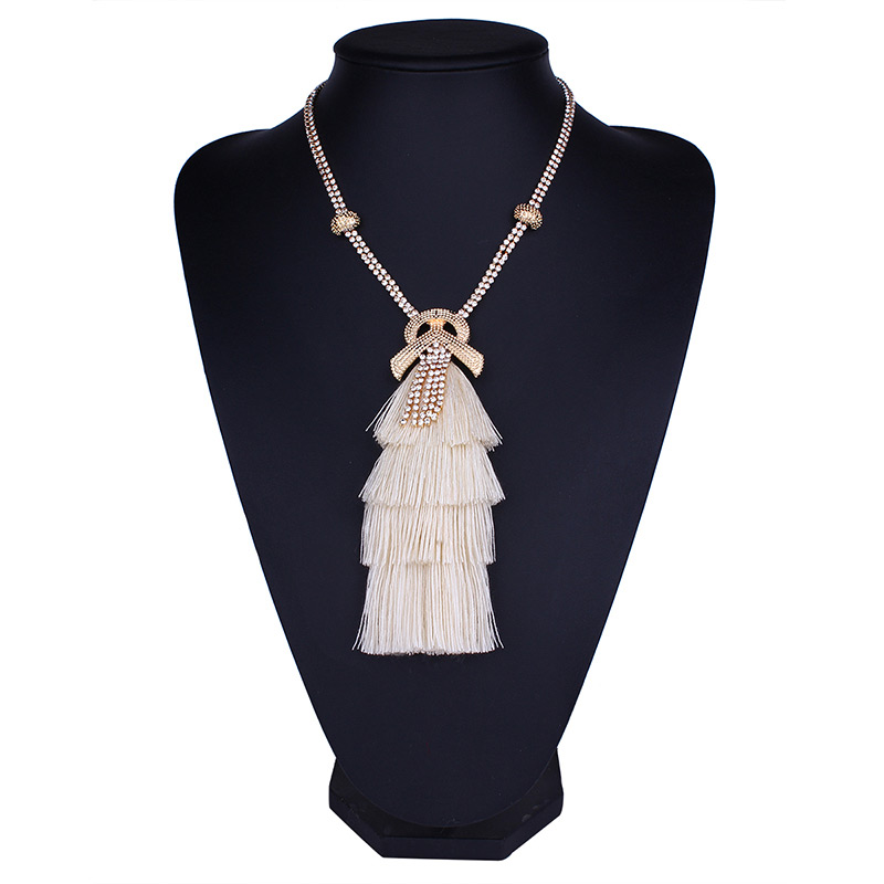 Bohemia Yellow Tassel Decorated Necklace,Thin Scaves