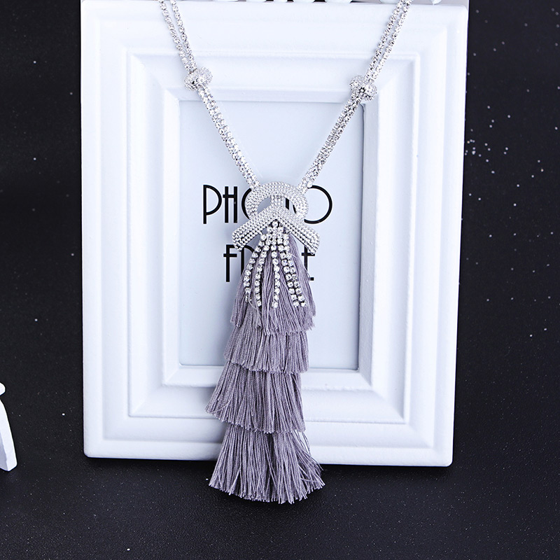 Bohemia White Tassel Decorated Necklace,Thin Scaves